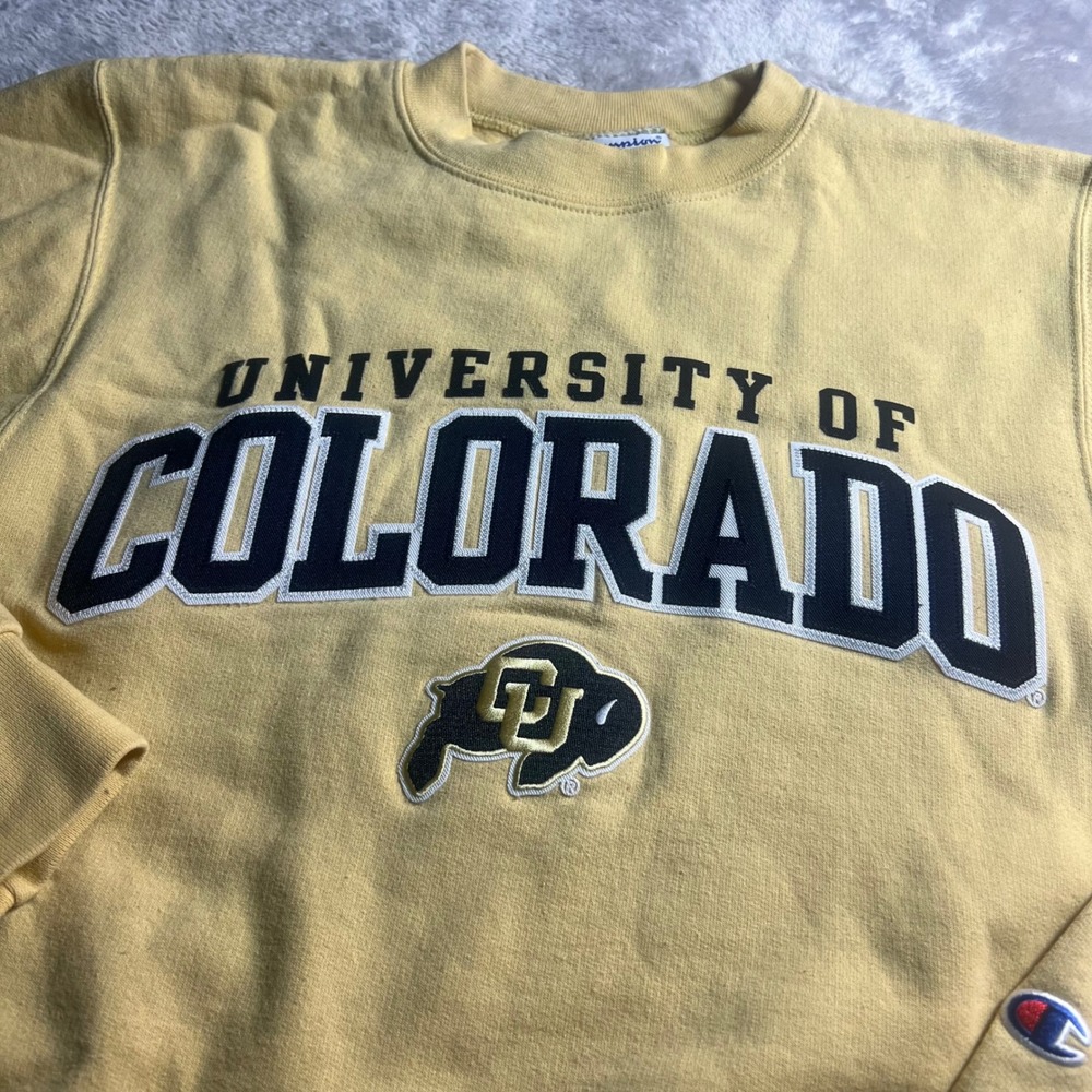 Champion Women XS Sweatshirt Yellow University of Colorado Buffaloes Crewneck